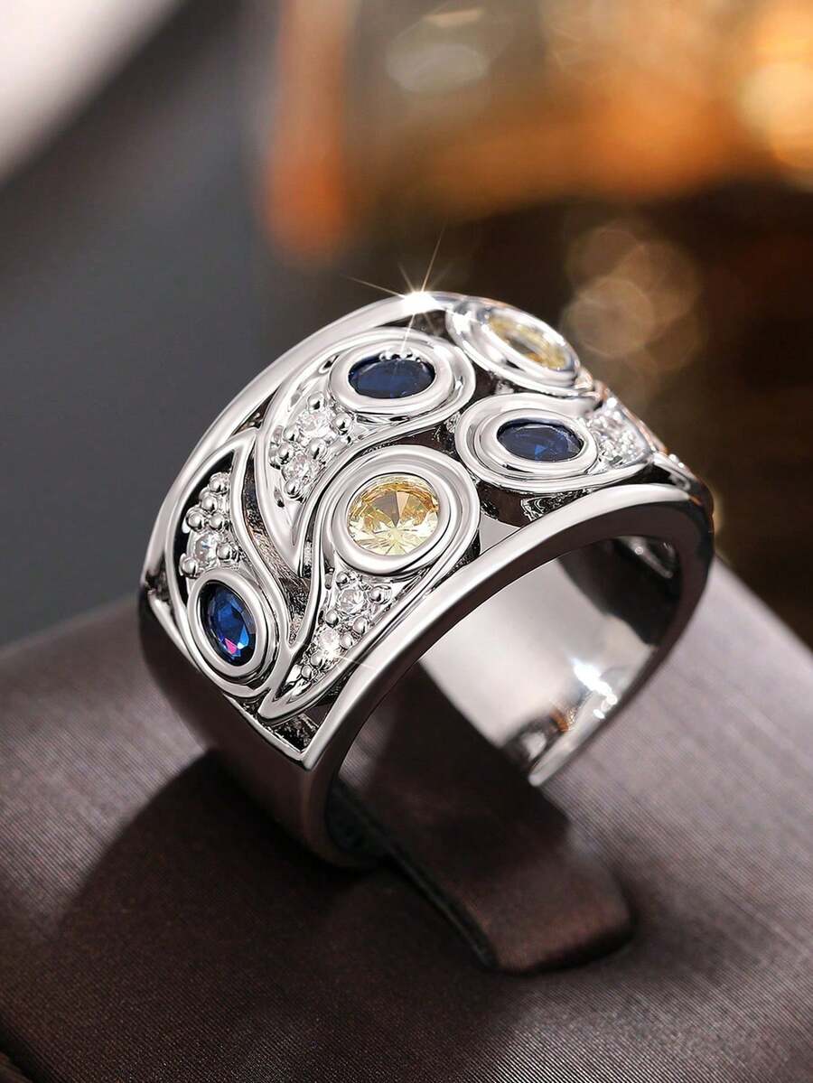 1 PC Glamorous Cubic Zirconia Ring For Women For Wedding Engagement Anniversary Party Jewelry Valentine's Day Gift - 1# - View 1