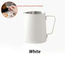 黑色/白色/原装 304 不锈钢拉花奶缸，带刻度，奶泡壶/奶缸，配拉花笔，咖啡师卡布奇诺拉花奶缸，意式咖啡吧配件工具，12 盎司 (350 毫升) / 20 盎司 (600 毫升)