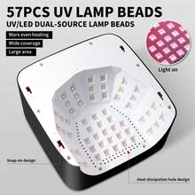 2000mAh可充电无线美甲灯，57颗LED灯珠，3种定时设置（99秒/60秒/30秒），LED显示屏，黑色钻石设计，适用于凝胶指甲油烘干，情人节和圣诞节礼物 - 美規A型插(110-127V) - 查看 4