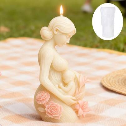 Molde de silicona de amor maternal suave, molde de silicona de resina, regalo creativo de decoración del hogar de vela/fragancia de madre y bebé, ornamento de curación romántico, vela artística hecha a mano, vela de terapia fragante, escultura de luz de vela, regalo especial para mamá, adecuado para el Día de la Madre, cumpleaños, aniversario, decoración del hogar, que simboliza el calor y la protección del amor maternal, textura delicada, muy artístico