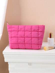 1pc Quilted Down Makeup Bag, Fashion Thickened Makeup Bag, Quilted Embroidered Diamond Pattern Makeup Bag, Casual Clutch, Warm Mini Bag, Cosmetic Storage Bag, Cosmetic Storage Pouch, Mini Makeup Bag, Travel Makeup Bag, Christmas Gift, Friend Gift, Gift, Mother's Day Gift - Multicolor - View 9