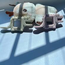 Cartoon Baby Silicone Funny Teether, Chewing Toy, Pacifier, Anti-Bite Tool, Teething Massager, Chewable Spoon - Pink (crocodile) - View 7