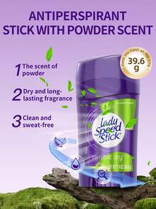 Lady Speed Stick 1 sticlă (39,6 g) deodorant pudră LadySpeedStick parfumat, absoarbe transpirația, acționează de lungă durată, delicat cu pielea, potrivit pentru acasă, birou și studenți - Loțiune antiperspirantă Stone cu aromă de pudră de talc 39,6 g/sticlă - Vizualizare 1