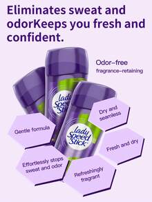 Lady Speed Stick 1瓶65克 LadySpeedStick 止汗膏，吸汗透气，温和亲肤，长效止汗，适合户外、运动、健身等场合。