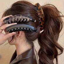 [3pcs Hair Clips Set] 3pcs Set Large Hair Clips With Back Comb - Anti-Slip Vertical Banana Clips For Women's Ponytails, Volumizing Lift & Volume, Brown/Black/Gray Leopard Print (Brown, Black, Gray) - Heavy Duty Hair Clips For Braids, Buns, Updos - Ideal For Thick/Coarse Hair - Stylish & Functional Hair Accessories For Everyday Or Formal Events - 三件套 - 查看 5