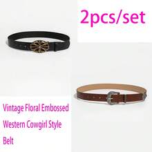 4pcs/2pcs/1pc Punk Western Style Vintage Decorative Belts For Women, Multi-Color, Suitable For Summer, School, Autumn, Christmas, Valentine's Day, Including Rivet Design - Multicolor - View 2