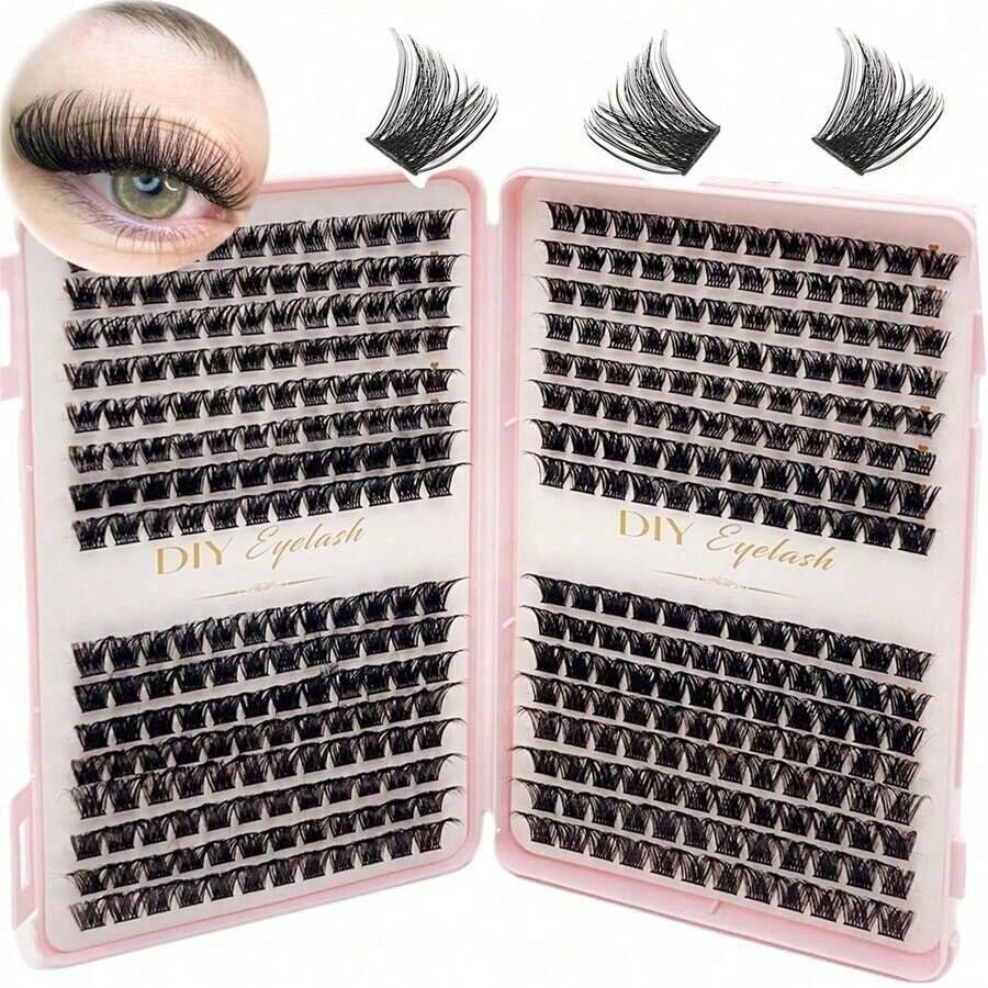 384pcs Individual False Eyelashes For DIY Lash Extension, D-Curl Fluffy Lashes, Easy Lash Extension At Home - Black - View 1