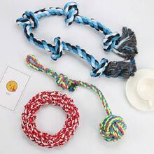 1pc Cotton Rope Woven Pet Toy, Durable And Sturdy, A Durable Rope Chew Toy For Dogs To Chew And Clean Teeth, Also Suitable For Tug-Of-War Games, Fun For Large, Medium And Small Dogs Who Enjoy Chewing, Random Color - Blue - View 7