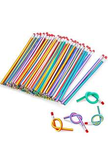 30支/15支/3支装 弹性铅笔，带橡皮擦的弹性铅笔，趣味实用可弯曲魔术铅笔，创意书写铅笔，适用于专业艺术创作，柔韧可折叠软铅笔，适合作为生日派对礼物和趣味奖品，办公用品