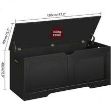 Storage Chest, 47.2"  Box, Entryway Storage Trunk, Shoe Bench With Storage, Engineered Wood Storage Cabinet With 2 Ty Hinges, Entrance Bench For Bedroom, Living Room, Black SCBK2201,33584639 - màu đen - Xem 5