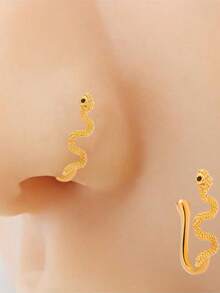 2 件/1 件金/银锆不锈钢医用级假鼻环，微镶嵌锆石鼻中隔环，波西米亚风格欧美配饰 - 金黃色 - 查看 11