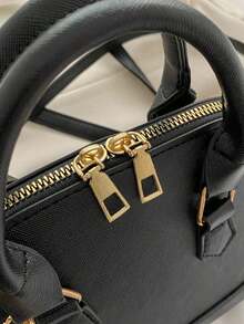 Classic Versatile Fashion Crocodile Pattern Tote Bag, Women's Crossbody Bag Single Shoulder Bag, Simple Leather Handbag Messenger Bags, Dome Top Handle Satchel With Adjustable Shoulder Strap Purse Commuting Briefcase Crossbody Bag, - Black - View 6