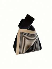 Fashionable Geometric Pattern Knot Bag Ladies Geometric Pattern Crochet Bag Suitable For Vacation, Mini Crochet Bags Handheld Bag, Hottest Beach Bags,Elegant Women's Wristlet Clutch Bag - Lightweight,Wedding Bride Bridesmaid Gifts, Party Gifts,Christmas Gifts, Thanksgiving Gifts,Bridal Showers, Back To School Gifts, Teacher Gifts,Easter Gifts - Multicolor - View 12