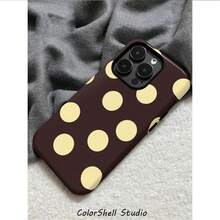 A Phone Case With A Butter Yellow Polka Dot Design, Compatible With For Iphone Models 17, 17 Pro, 16 Pro Max, 16, 15, 13, 14, 12, 11, 8, 7, XS, And XR, Making It A Great Gift Option For Friends, Phone Case - style1(1pc) - 查看 7