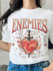 Enemies To Lovers T-Shirt, Romanticism T-Shirt, Black Romance Reader, Book Club T-Shirt, Book Lover Gift - 白色 - 查看 6