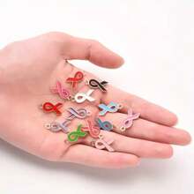 10pcs Alloy Love Ribbon Enamel Pendant Breast Cancer Mark Awareness Charms For Diy Jewelry Making Mobile Phone Case Decor Accessories - Multicolor - View 4