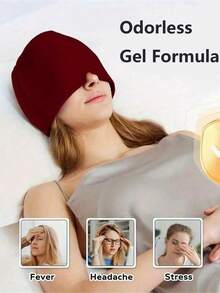 Single Layer Gel Ice Pack Headache Relief Cap - Stretchable Headcover, Cold/Hot Therapy, Relieves Headaches, Fragrance-Free, No Power/Battery Needed - Effectively Relieves Tension, Stress, Fever, Fatigue, Back-To-School Supplies - Multicolor - View 5