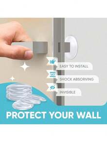 6/5/4pcs Rubber Wall Protector Pads, Self-Adhesive Door Knob Bumpers, Soft Flexible Cushion Stoppers, Twist-On Design, Waterproof, Suitable For Fridge, Garage, Office, Bathroom, Kitchen, Reusable