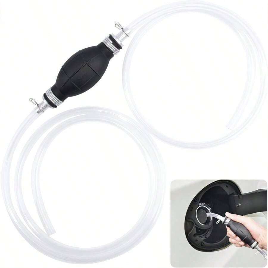 Bomba de Sifn de Gasolina, Bomba Manual de Transferencia de Combustible de Alto Flujo para Gasolina, Agua, Aceite, con 2 Mangueras de PVC Premium - inicial - Ver 1