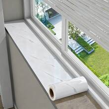 High Quality Window Sill Sticker, Waterproof & Fade-Resistant - Self-Adhesive Marble Gray-White Texture Waterproof Wallpaper, Window Sill Renovation Sticker, Suitable For Window Sill Renovation, Bay Window Covering, Balcony Window Sill Decoration - White - View 12