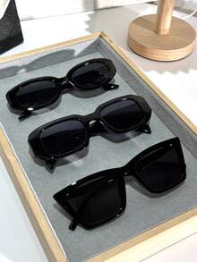 6/5/4/3/2pcs Black Plastic Geometric Full Frame Classic Men's And Women's Fashion Glasses Combination , Suitable For All Face Shapes Holiday Gifts Carnival Parties Outdoor Clothing Fashion Accessories Glasses Set Gifts - 黑色 - 查看 13