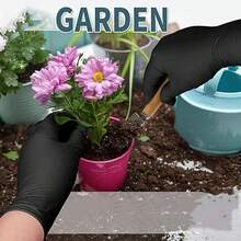 50/100 Pieces Of Black Powder-Free Nitrile Gloves, Latex-Free Disposable Gloves, Durable Household Cleaning Gloves, Available In Sizes S, M, L, And XL. Suitable For Kitchens, Bathrooms, Cleaning, Beauty, Hair Dyeing, Pets, Beauty Salons, Cleaning Supplies, And Household Tools (Without Box). - 黑色 - 查看 5