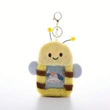 1个超可爱透明卡通毛绒卡套，ins风毛绒卡通卡套，3英寸照片星星卡片展示吊坠，多功能，可用于身份证、工作证、学生证、教师证、病假条等。