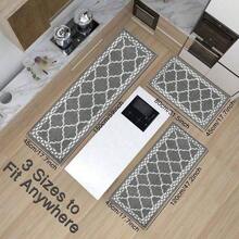 Kitchen Mats Floor 3 Piece Set,Soft Comfort Kitchen Runner Rugs Non Skid Washable,Farmhouse Kitchen Mats Floor Sets,Kitchen Area Rug Floor Bathroom Entryway Indoor Door (Brown) UR57 - màu đen - Xem 8