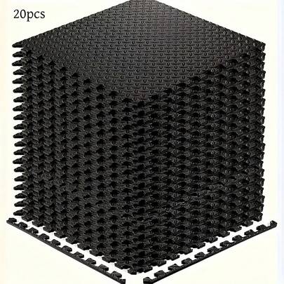 20pcs Black Yoga Mats - Soft & Comfortable, Suitable For Home Gym, Workout And Shaping