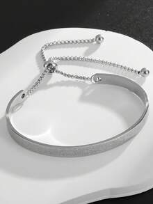 1pc Stainless Steel Retro Minimalist Lucky Four-Leaf Clover Bracelet, Niche Fashion Design Hip-Hop Jewelry, Suitable For Daily Wear And Holiday Gifting, . - Four-leaf Clover Bracelet - View 4