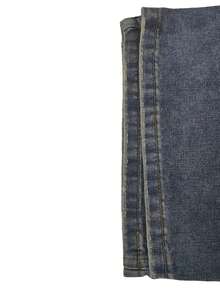 1件 Justice Brother 复古水洗宽松阔腿牛仔裤，休闲情侣款（破洞裤脚） - 藍色 - 查看 6