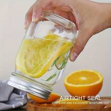 6 Piece Glass Jars, 16Oz Glass Mason Jars, Suitable For Kitchen Organization And Storage. Clear Glass Jars With Silver Metal Airtight Lids. Food Jars Suitable For Airtight Storage, Pickle Jars, Dried Fruit Storage, Honey Jars. Regular Airtight Lids. - 透明16OZ - 查看 5