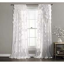 Decor Riley - Panel de Cortina de Ventana filtrante de luz, Individual, 54 Pulgadas de Ancho x 95 Pulgadas de Largo, Color Rosa, Bonitas Cortinas para recámara, decoración de Lazo, Cortinas(Blanco 137.2An x 213.4Al cm (1 Paneles)) - Multicolor - Ver 1