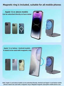 2025新款磁吸手机支架，超薄真空吸盘车载手机支架，可折叠防抖磁吸手机支架，便携式多功能手机支架，带3M磁环 - 彩色 - 查看 5
