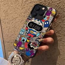 Trendy RICH Cartoon Monster Graffiti  Case - Shockproof Cover For  15/14/13 Pro Max, Vibrant Protective Phone Shell - Marrón - Ver 3