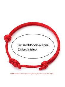 1条幸运手工编织心形结红色绳手链，男女皆宜，可作礼物 - 3mm手繩 - 查看 2