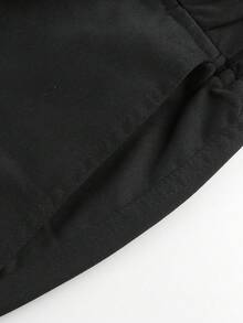 1件宽松休闲青少年/男童百搭夏季工装及膝短裤，带口袋和印花，春/夏/秋季 - 黑色 - 查看 6