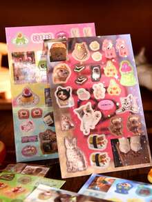 1 Book Of Vintage-Style Sticker Book, Featuring Cute Pets & Food Designs, Suitable For Gifts, Office, Home, Labeling, Classroom, Toys, Student Journals, Creative Scrapbooking, DIY Decorative Stickers - Multicolor - View 9