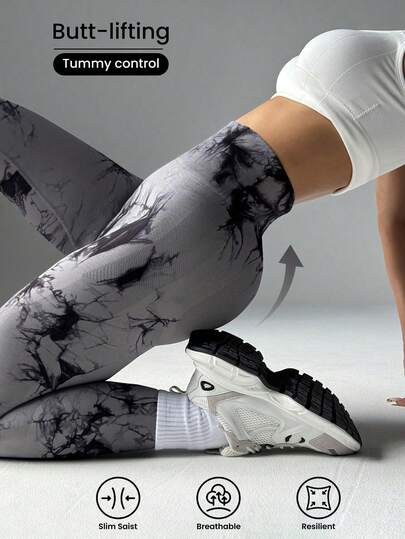 扎染时尚运动紧身裤，提臀性感瑜伽健身紧身裤，女士运动服，户外跑步，健身房/运动紧身裤，健身工作室，运动裤