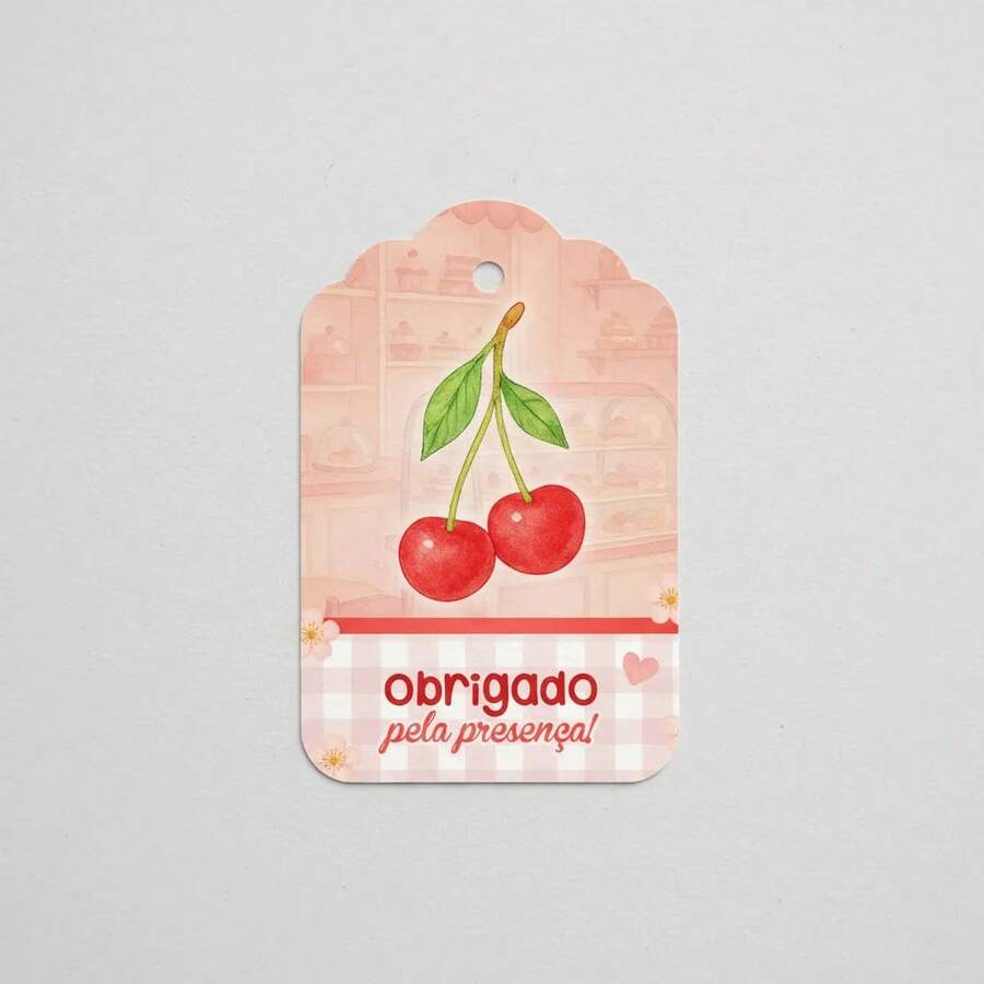 50 Cherry Tags, Children's Party Favors, Thank You, 6x4, Fruit, Little Red Fruit, Cute, Watercolor, Decoration, Identification, Gift, Birthday - Multifärgad - Visa 1