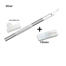 A Set Of 1 Carving Knife And 5 Blade Set, Aluminum Alloy Golden Carving Knife Set, Pumpkin Carving Precision Craft Tool Kit, DIY, Art, Cutting, Mold (4 Colors Optional)