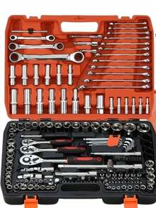 Multi-Piece Repair Tool Box, High Carbon Steel Material, Professional Automotive: Portable, Durable Ratchet Wrench Set - Suitable For Car, Boat, Motorcycle Repair, Home & Industrial Maintenance - Includes Carrying Case - Random Color - View 1