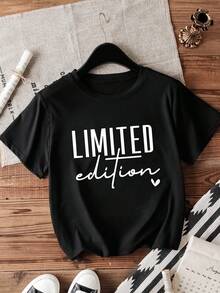 Solid Color Short Sleeve Casual Regular T-Shirt, Suitable For Daily Wear - Black - View 1