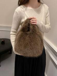 Hochwertige Plüsch Damen Handtasche, neue modische einfache Tasche, süße hochwertige vielseitige Großraumtasche