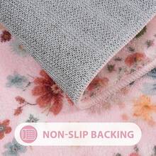 Uphome Bathroom Runner Rug, Boho Beige Long Bath, Modern Plush Soft Washable Bath Rug, Non-Slip Farmhouse Botanical Floor Carpet Entryway Bathroom Bedroom, 18x47 Inch - 粉色 - 查看 4