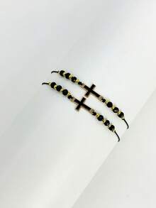 12pcs Set Handmade Adjustable Braided Jesus Cross Bracelet, Christian Religious Jewelry Suitable For Men And Women, Perfect Gift For Baptism, Daily Wear And Spiritual Inspiration - Multicolor - View 12