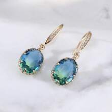 1pc Cubic Zirconia Drop Earrings Copper Jewelry - Multicolor - View 2