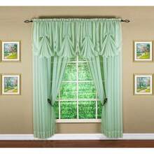 Today's Curtain Emelia Original Voile Swagger Pair 63", , 90" W x 63" L(152.4An x 182.9Al cm (1 Paneles) Salvia) - Multicolor - Ver 1