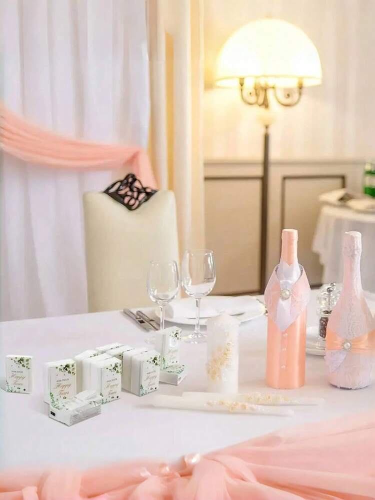 10 piezas/20 piezas Pañuelos faciales suaves "Lágrimas de felicidad", decorados con hojas verdes, adecuados para compromisos, fiestas de bodas, momentos alegres, suministros de boda para novios y novias - Multicolor - Añade 2