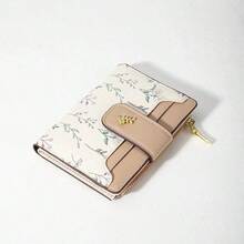 Suphiar Leaf Shaped Metal Button Tri-Fold Coin Wallet For Cards Card Holder For Women Wallet Purse Wallet Small Wallet - Màu Khaki - Xem 3